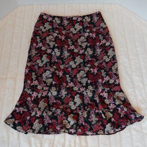 Ann Taylor Floral Ruffle Pencil Skirt Size 0 NWT
